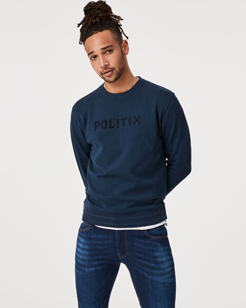 College Crew Neck Jumper, Blue, hi-res